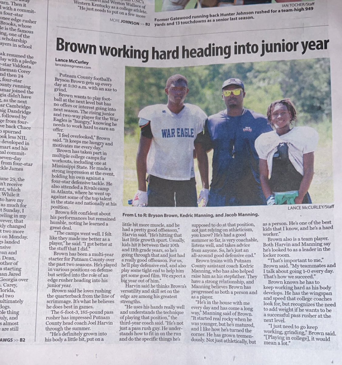 Bryson Brown (@brown_brys87091) on Twitter photo I thank <a href="/LM_Sports_Media/">Lance</a> for the write up in this weeks paper🙏🏾
<a href="/RecruitGeorgia/">Recruit Georgia</a> <a href="/Coach_JSimpson/">Jason Simpson</a> <a href="/Rivals/">Rivals</a> <a href="/CoachJHawkins/">Jeremy Hawkins</a> <a href="/PCWAREAGLES/">PUTNAM FOOTBALL</a> <a href="/coachharvin/">Joel Harvin</a> <a href="/LangRedBlacks/">Brandon Lang</a> <a href="/CoachDancyVI/">Coach Vincent Dancy</a> <a href="/PrepRedzone/">Prep Redzone 🏈</a> <a href="/CoachParkerCCU/">Bryan Parker</a> <a href="/JTCooper79/">JTCooper</a> <a href="/KedricManning/">kedric manning</a> I thank <a href="/LM_Sports_Media/">Lance</a> for the write up in this weeks paper🙏🏾
<a href="/RecruitGeorgia/">Recruit Georgia</a> <a href="/Coach_JSimpson/">Jason Simpson</a> <a href="/Rivals/">Rivals</a> <a href="/CoachJHawkins/">Jeremy Hawkins</a> <a href="/PCWAREAGLES/">PUTNAM FOOTBALL</a> <a href="/coachharvin/">Joel Harvin</a> <a href="/LangRedBlacks/">Brandon Lang</a> <a href="/CoachDancyVI/">Coach Vincent Dancy</a> <a href="/PrepRedzone/">Prep Redzone 🏈</a> <a href="/CoachParkerCCU/">Bryan Parker</a> <a href="/JTCooper79/">JTCooper</a> <a href="/KedricManning/">kedric manning</a>