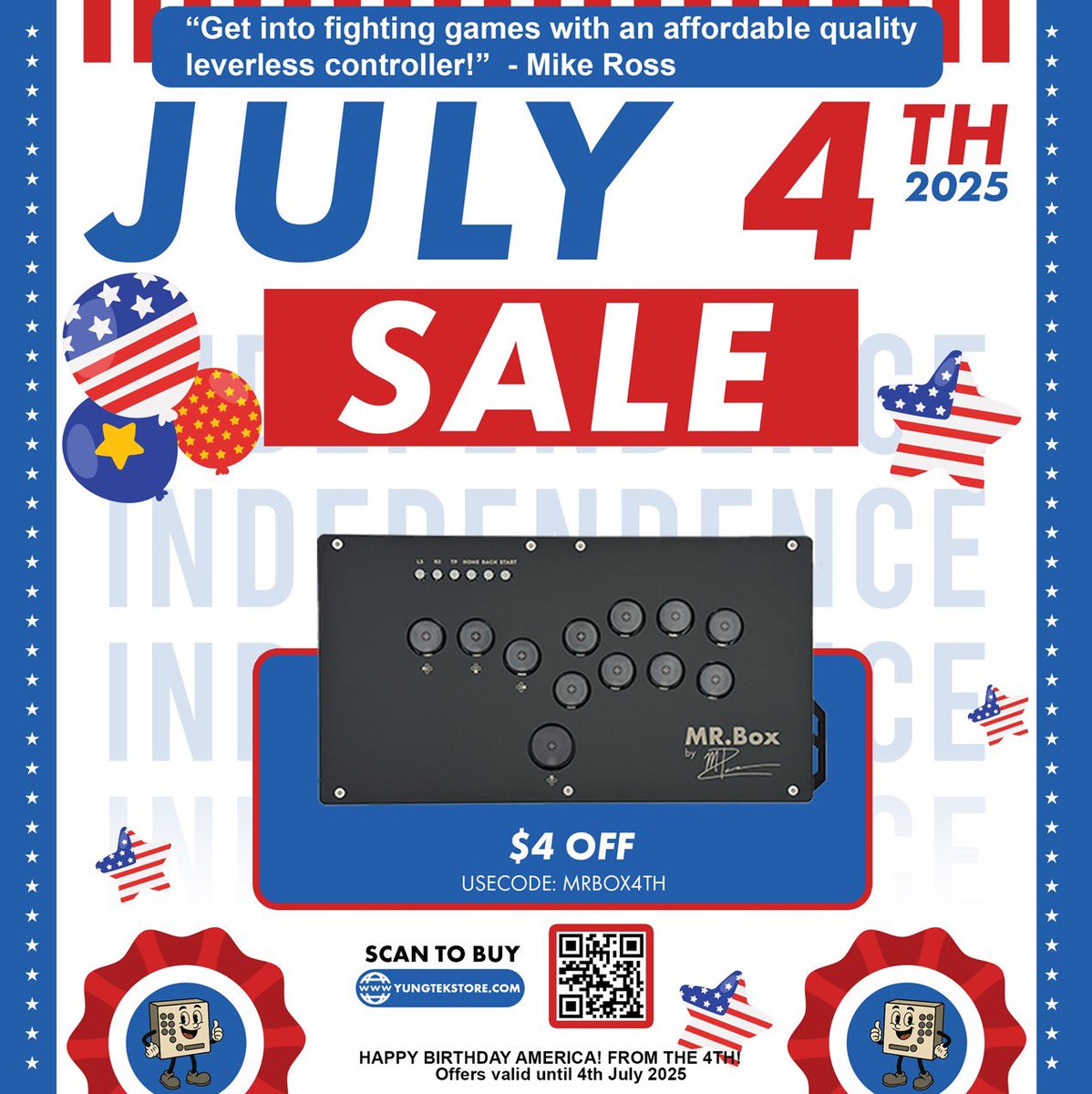 Irazmi's tweet image. Happy 4th of July 🇺🇸 from @BoxBoyWorld &amp;amp; @ThatMikeRossGuy 🎆🎇 Get one while you can at yungtekstore.com I’ll be at @BarcodeOC all weekend if you want to check them out first 🎮