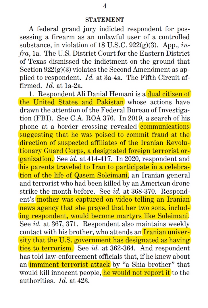 GunFoundation's tweet image. The 2A is winning against gun control in court—including in the 5th Circuit on 922(g)(3).
Why is @theJusticeDept intentionally choosing a case with bad facts—basically, an Iranian sleeper cell—to ask SCOTUS to uphold gun control “in the vast majority of its applications”?