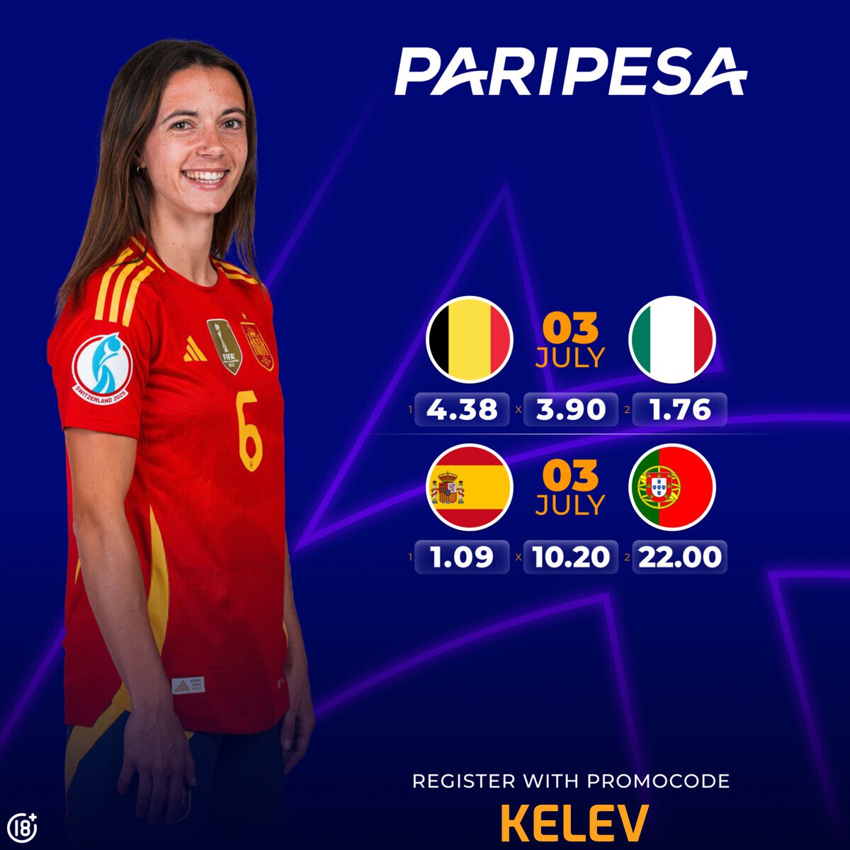 CalebianR's tweet photo. 🔥 BIG MATCHES TODAY 🔥
🇧🇪 Belgium vs 🇮🇹 Italy
🇪🇸 Spain vs 🇵🇹 Portugal
💥 Boosted Odds on PARIPESA 💥
📅 3rd July
💸 Massive returns await!
👇 Bet now with my promo code: KELEV
🔗 https://t.co/l2YDZyMmvH
#Paripesa #Euro2025 #BettingTips #KELEV https://t.co/O3NxyWIOhY