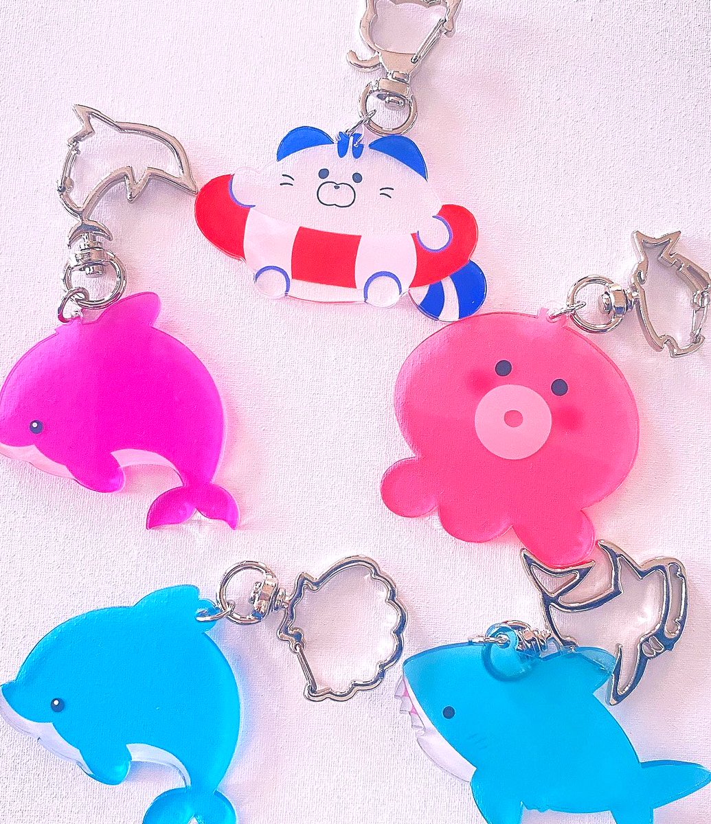 「海のお友だち クリアキーホルダー𓇼𓆡✩˚。 #ちくわ神戸展」|ちくわミエル 𝘤𝘩𝘪𝘬𝘶𝘸𝘢𝘮𝘪𝘦𝘭のイラスト