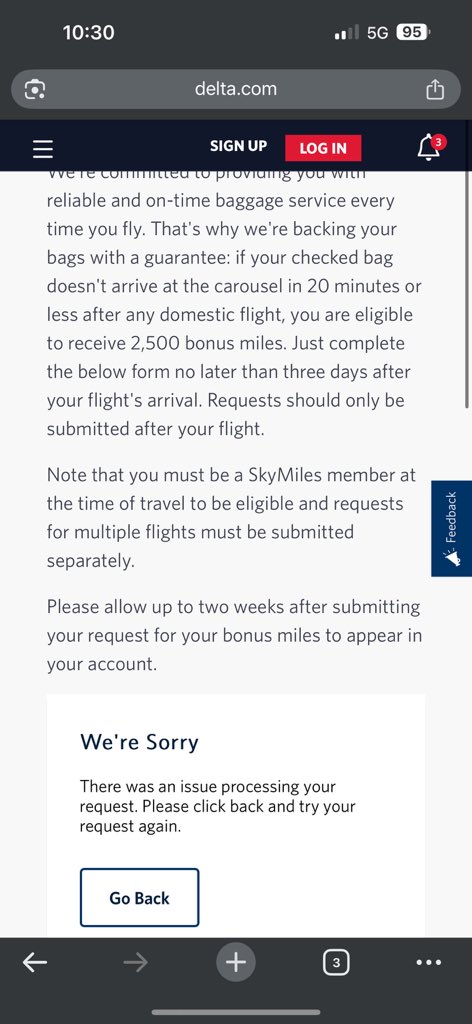 CoachBis's tweet photo. @Delta is the worst. They lost my bag on a direct flight (not sure how thats even possible), said my bag wasn’t registered under their manifest, and now their online web form for the 20minute guarantee didn’t work.

$500 bag of clothes down the drain 😭 https://t.co/aekepQLsbA
