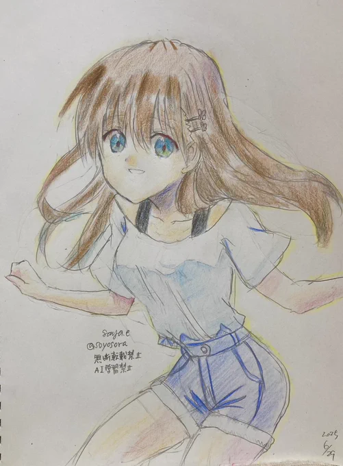 #アナログイラスト見たかったら私をフォローすると良いです 普段はシャーペン絵です 最近色鉛筆で塗ってます たまにデジタルも塗ります
