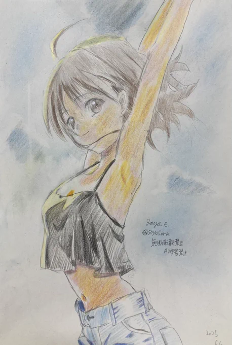 #アナログイラスト見たかったら私をフォローすると良いです 普段はシャーペン絵です 最近色鉛筆で塗ってます たまにデジタルも塗ります