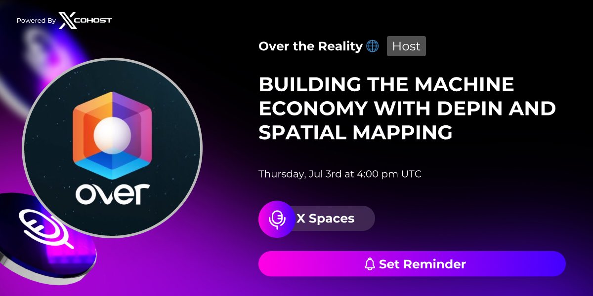 OVRtheReality's tweet image. 🚨Space Alert. The machine economy is rapidly transforming how value is created, transacted, and delivered. Decentralized Physical Infrastructure Networks (DePIN) are laying the groundwork, while platforms like OVER are enabling critical spatial mapping infrastructure.
Join us…