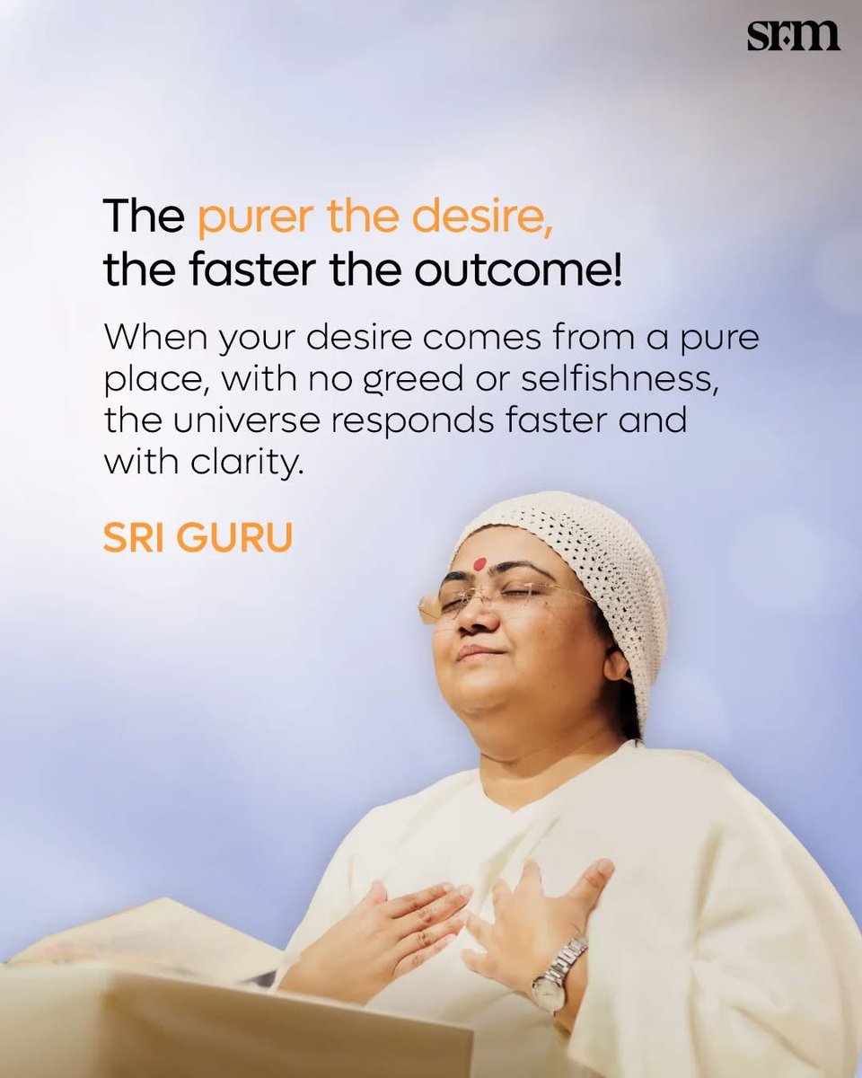 SriGuruSays's tweet image. When the heart is clear, the universe responds with clarity..!
#SriGuruSays #Purity  #Desire #Intention #Wisdom #QOTD