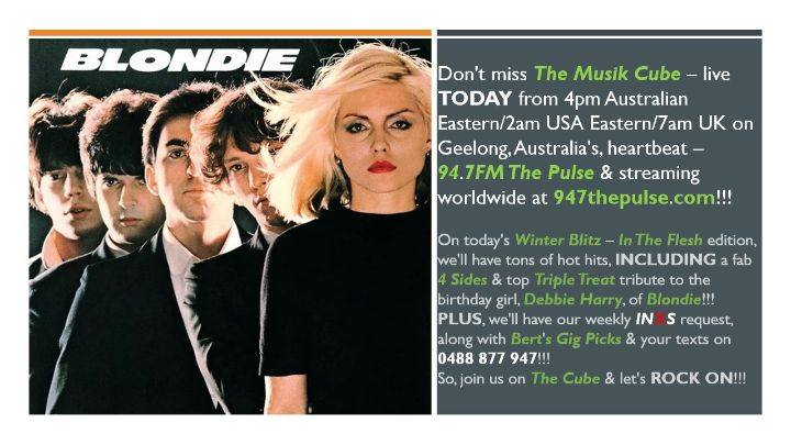Robbie Carroll (@yarn22) on Twitter photo #TheMusikCube - live TODAY from 4pm Aussie Eastern/2am USA Eastern/7am UK on <a href="/947ThePulse/">94.7 The Pulse</a>,
947thepulse.com & via the
#CommunityRadioPlus & <a href="/TuneIn/">TuneIn</a> apps!
#WinterBlitz - #InTheFlesh edition.
#4Sides & #TripleTreat tribute to #DebbieHarry of
<a href="/BlondieOfficial/">Debbie Harry/BLONDIE</a>. 0488 877 947! #TheMusikCube - live TODAY from 4pm Aussie Eastern/2am USA Eastern/7am UK on <a href="/947ThePulse/">94.7 The Pulse</a>,
947thepulse.com & via the
#CommunityRadioPlus & <a href="/TuneIn/">TuneIn</a> apps!
#WinterBlitz - #InTheFlesh edition.
#4Sides & #TripleTreat tribute to #DebbieHarry of
<a href="/BlondieOfficial/">Debbie Harry/BLONDIE</a>. 0488 877 947!