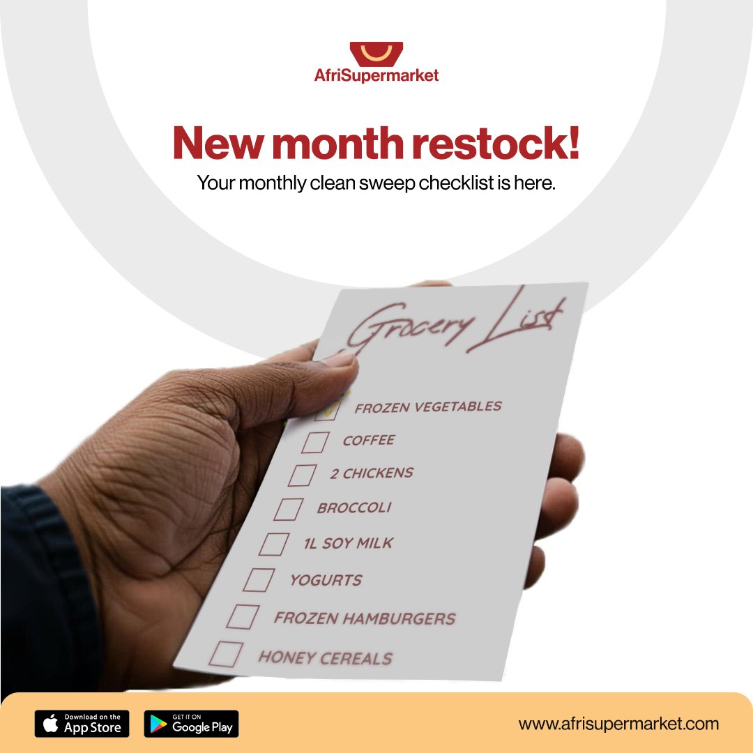 ✨🛒 New month, new groceries! 🛒✨
Tick off your essentials and get everything you need delivered straight to your door with AfriSupermarket. From frozen veggies to your favorite cereals — we’ve got your clean sweep checklist covered. ✅