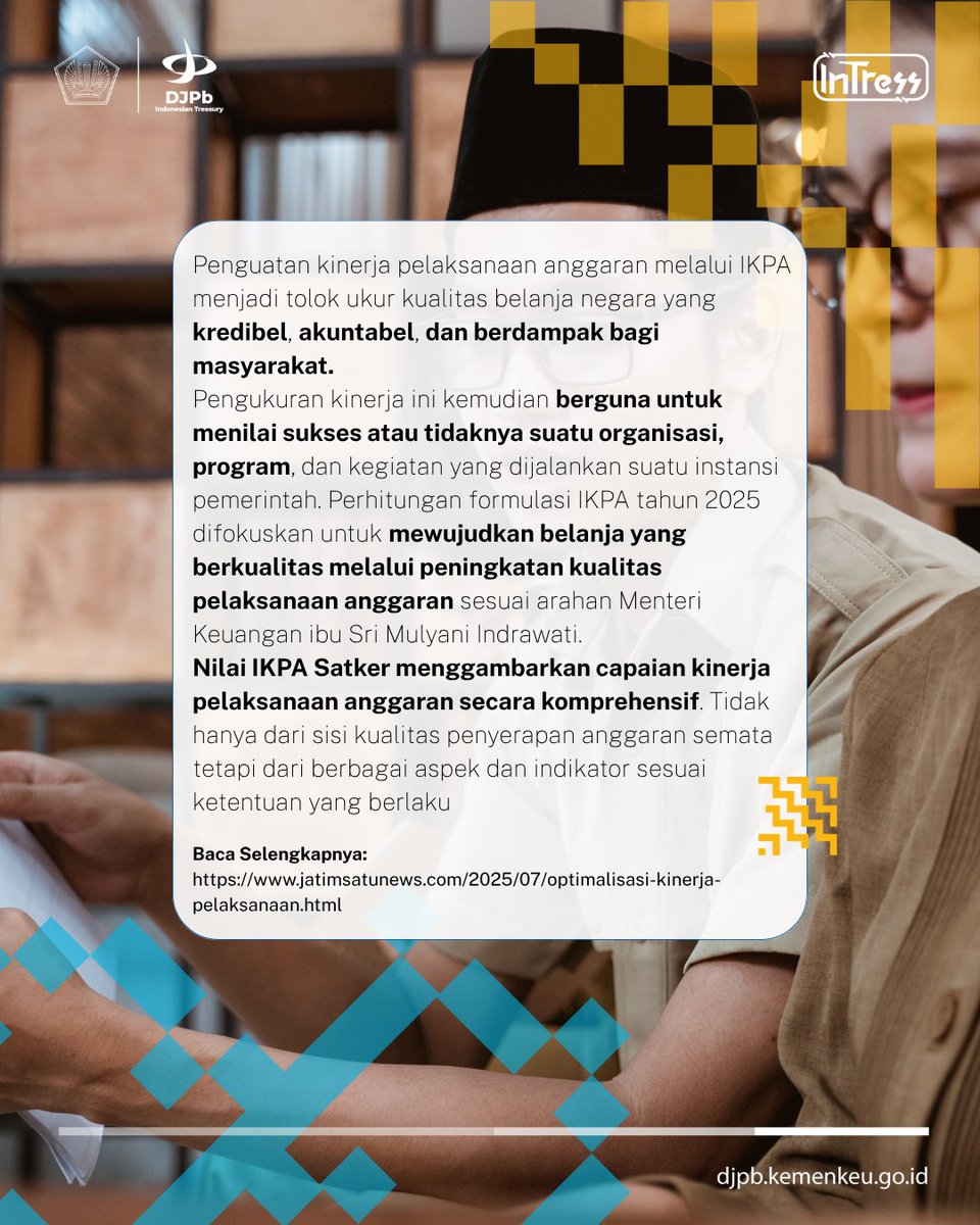 IKPA (Indikator Kinerja Pelaksanaan Anggaran) menjadi cerminan kualitas belanja negara.Melalui IKPA, pemerintah dapat menilai apakah anggaran sudah dijalankan secara efisien, efektif, dan berdampak langsung bagi masyarakat.

Baca selengkapnya di sini:
jatimsatunews.com/2025/07/optima…