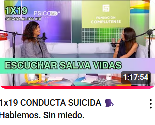 Susana Al-Halabí (@s_al_halabi) on Twitter photo 1x19 CONDUCTA SUICIDA 🗣️Hablemos. Sin miedo. youtu.be/GM36T2tXrH8?si…
<a href="/marlabraucm/">Marta Labrador</a>
<a href="/EsPapageno/">Papageno 🎗️</a>
<a href="/uniovi_info/">Universidad Oviedo</a>
<a href="/Fazeta/">Fazeta Producciones</a>
<a href="/fundacionucm/">Fundación Complutense</a> 1x19 CONDUCTA SUICIDA 🗣️Hablemos. Sin miedo. youtu.be/GM36T2tXrH8?si…
<a href="/marlabraucm/">Marta Labrador</a>
<a href="/EsPapageno/">Papageno 🎗️</a>
<a href="/uniovi_info/">Universidad Oviedo</a>
<a href="/Fazeta/">Fazeta Producciones</a>
<a href="/fundacionucm/">Fundación Complutense</a>