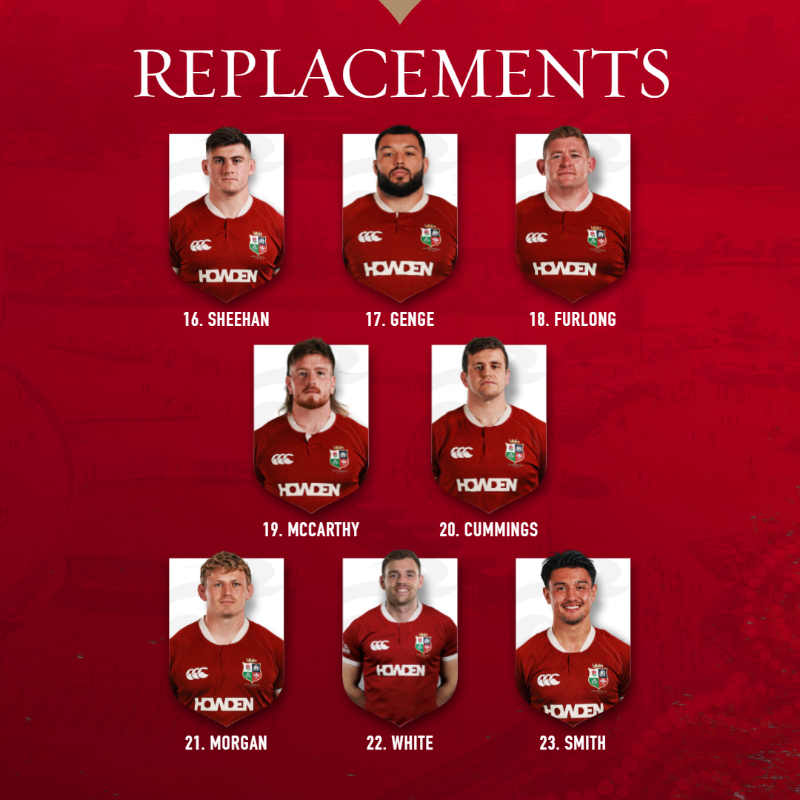 lionsofficial's tweet photo. Our team to face the Waratahs in Sydney! 🫡🦁

#Lions2025