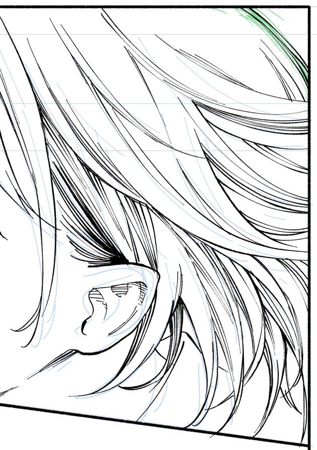 液タブやプロペンを新しくしてから曲線が引きやすくなって髪の毛を描くのがさらに楽しいです☺️読切の進捗、これくらいなら大丈夫かな。