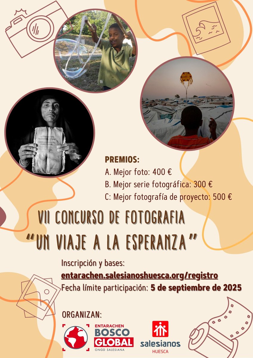 Bosco Global ONGD (@boscoglobalongd) on Twitter photo 📸 ¡Vuelve el concurso fotográfico de Entarachen-Bosco Global! 🌍
🎯 Imágenes que despiertan conciencia y construyen esperanza.
🏆 ¡Participa hasta el 5/09 y conoce todos los premios!
👉 boscoglobal.org/imagenes-que-d…
❤️Gracias <a href="/salesianosHUESC/">salesianoshuesca</a> 📸 ¡Vuelve el concurso fotográfico de Entarachen-Bosco Global! 🌍
🎯 Imágenes que despiertan conciencia y construyen esperanza.
🏆 ¡Participa hasta el 5/09 y conoce todos los premios!
👉 boscoglobal.org/imagenes-que-d…
❤️Gracias <a href="/salesianosHUESC/">salesianoshuesca</a>