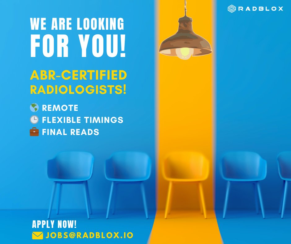radblox_healthcare (@radbloxtele) on Twitter photo π©» Radblox Teleradiology is expanding!
We're hiring ABR-certified radiologists for Final Reads across the U.S. πΊπΈ
β
Remote work
β
Flexible hours
β
Quality over volume
π© DM us or email jobs@radblox.com
#Teleradiology #ABR #RadiologistJobs #RemoteRadiologist #Radblox π©» Radblox Teleradiology is expanding!
We're hiring ABR-certified radiologists for Final Reads across the U.S. πΊπΈ
β
Remote work
β
Flexible hours
β
Quality over volume
π© DM us or email jobs@radblox.com
#Teleradiology #ABR #RadiologistJobs #RemoteRadiologist #Radblox