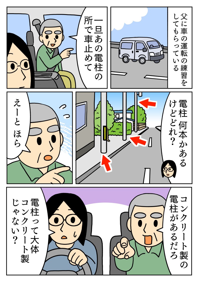 結局どの電柱?ってなりました。
#父 #運転 #漫画 