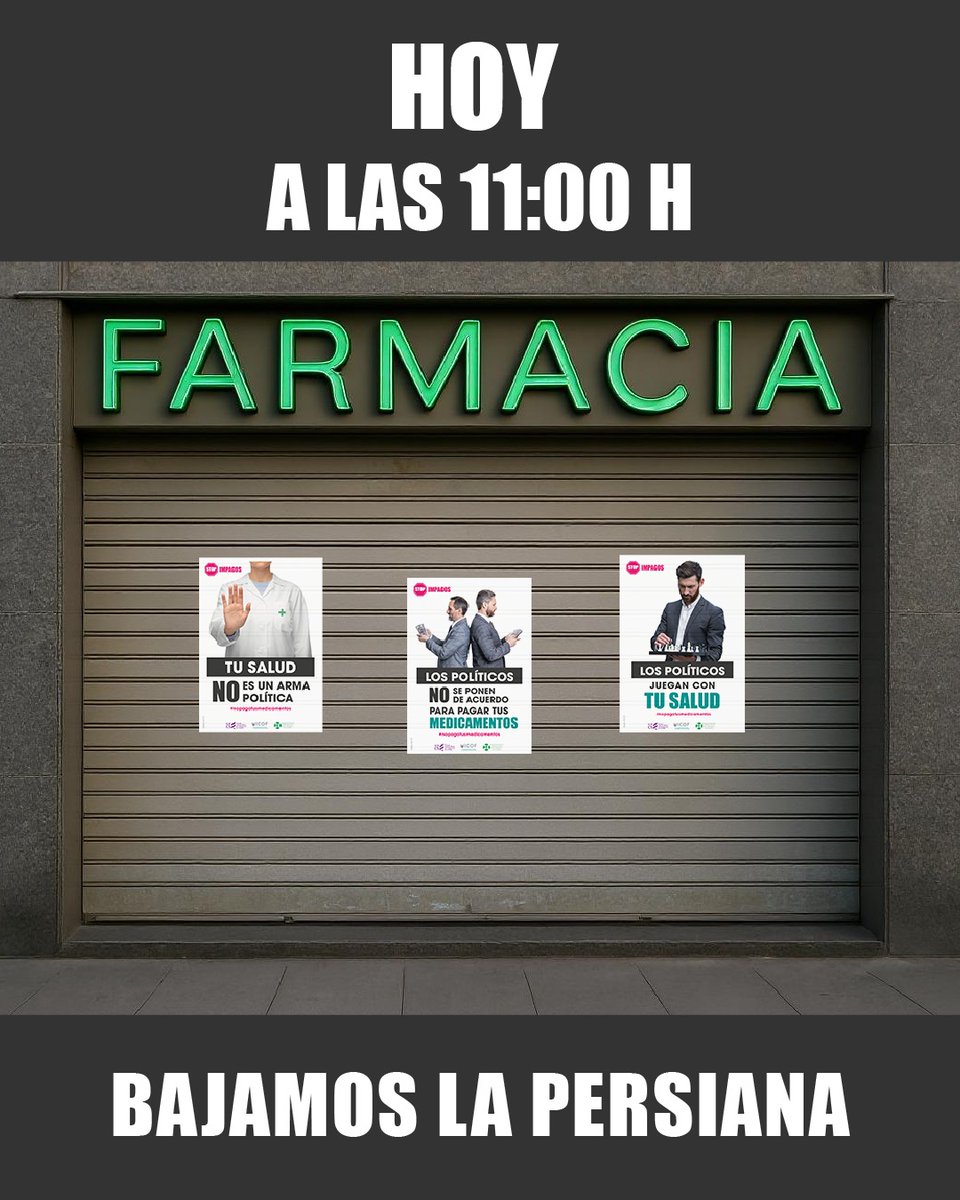 📢SÚMATE  Y COMPARTE 📢

La situación es insostenible: la Generalitat sigue sin pagar los medicamentos de mayo.

Te necesitamos visible.

#NoPagaTusMedicamentos
#STOPimpagos

🗣 Si no alzamos la voz juntos, nadie lo hará por nosotros. ¡Contamos contigo!