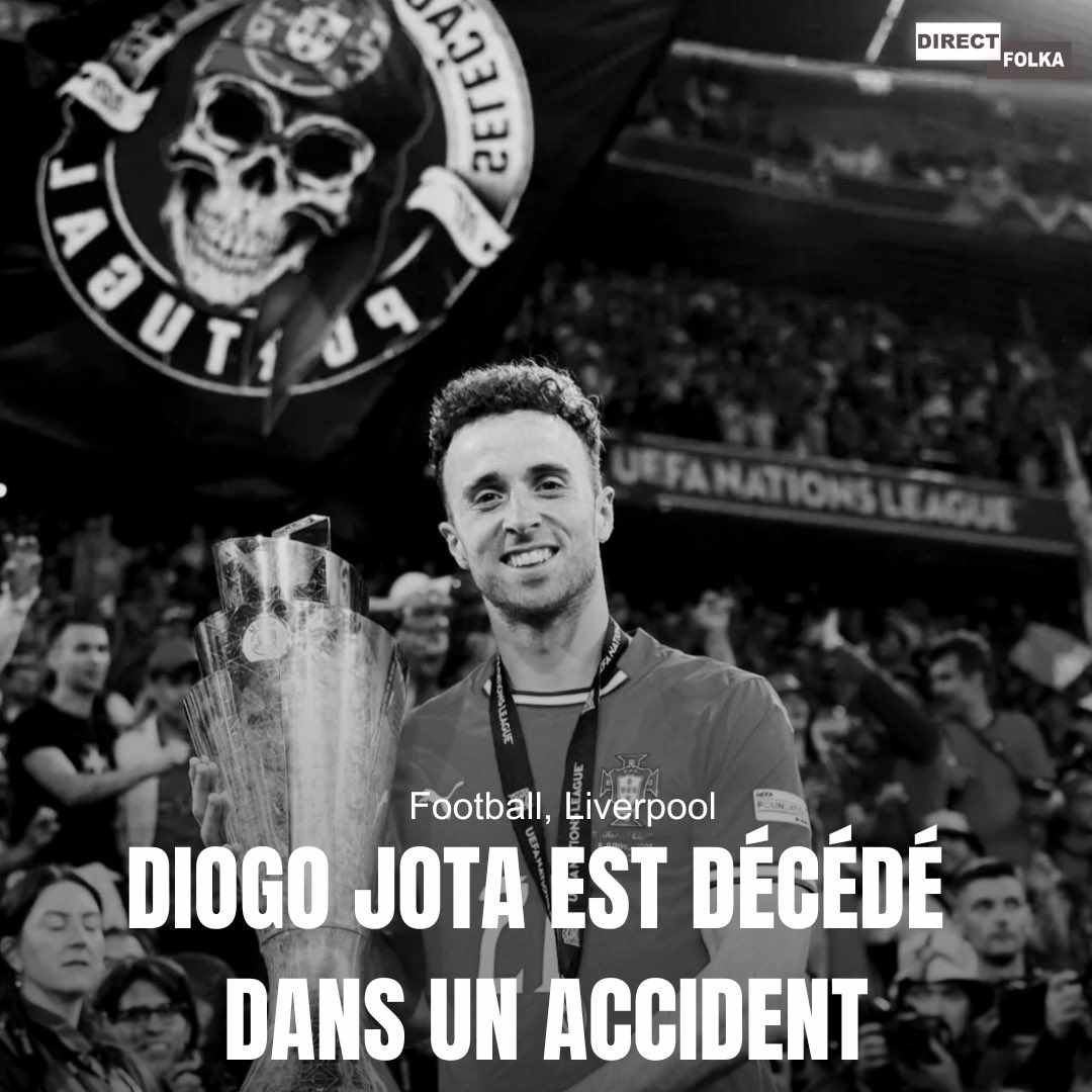 Diogo Jota est décédé dans un accident de la route dans la province de Zamora en Espagne. ⚫️🕊️

Il s’était marié il y a 10 jours. 🇵🇹