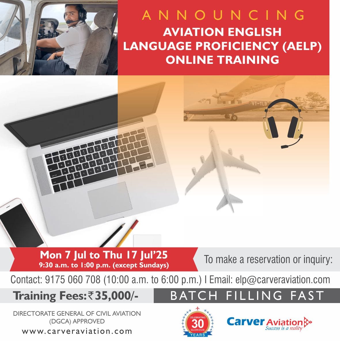Have you enrolled yet…!?

Hurry up and get your confirmed seat in our next AELP training batch….!

To know more call now👇
9175060708

#aelptraining #aelptesting #aelp #pilottraining  #aviationenglishlanguage #aviationlanguage #onlinetraining #CarverAviation  #baramatiairport