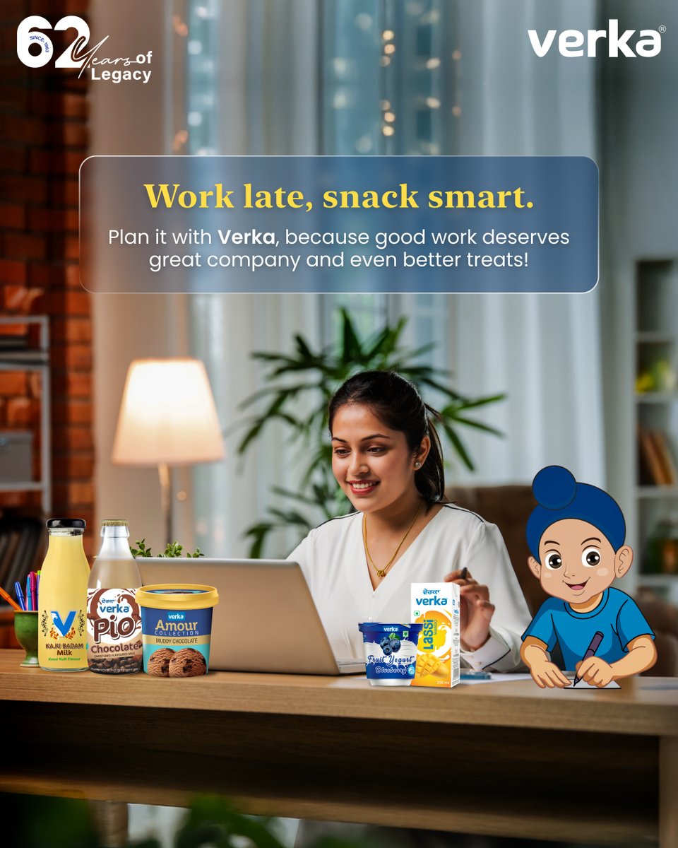 Verka_Coop's tweet photo. Late nights call for smart snacks!
Fuel your hustle with Verka’s delicious range — from Pio to Lassi to Yogurt bliss.
#verkavibes #latenightmunchies #officesnackgoals #Verkamoments https://t.co/BF8pQWzDyZ