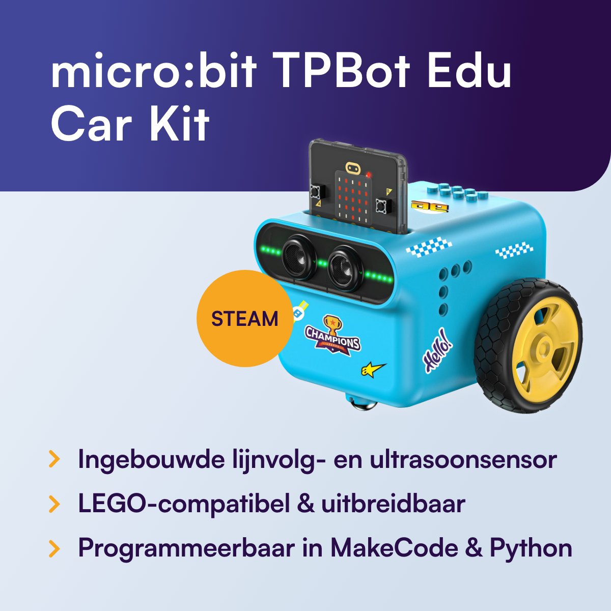 🚀 Ontdek de kracht van programmeren, techniek én creativiteit met de TPBot EDU Car Kit!

Deze slimme robot voor micro:bit zit vol functies: van lijnvolging en obstakeldetectie tot uitbreidingspoorten en LEGO-compatibiliteit.

👉 Bestel ‘m vandaag via: ow.ly/JK7o50WgxyL
