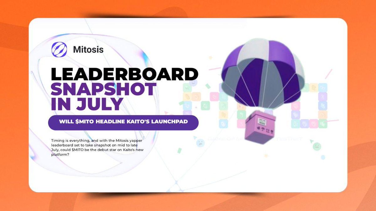 CHASE💀 (@abrahamchase09) on Twitter photo According to their announcement, <a href="/KaitoAI/">Kaito AI 🌊</a> is launching its launchpad this July.
Timing is everything, and with the <a href="/MitosisOrg/">Mitosis</a> yapper leaderboard set to take a snapshot on mid to late July, could $MITO be the debut star on <a href="/KaitoAI/">Kaito AI 🌊</a>’s new platform?
As we've observed, early According to their announcement, <a href="/KaitoAI/">Kaito AI 🌊</a> is launching its launchpad this July.
Timing is everything, and with the <a href="/MitosisOrg/">Mitosis</a> yapper leaderboard set to take a snapshot on mid to late July, could $MITO be the debut star on <a href="/KaitoAI/">Kaito AI 🌊</a>’s new platform?
As we've observed, early