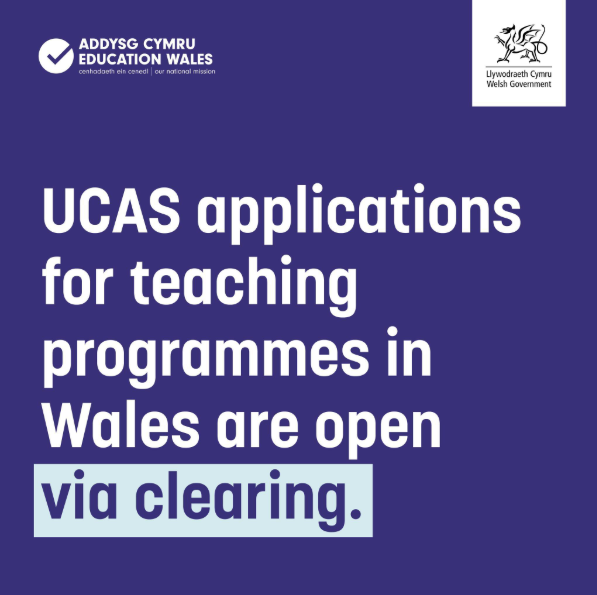 TeachingWales's tweet image. UCAS clearing applications for teaching are open 🌠
Looking for your next challenge? Help shape the next generation by becoming a teacher in secondary.
👉educators.wales/start-your-jou…
#TeachingWales
#UCAS
#UCASClearing
@Athrofa
@ITEcardiffmet
@SwanseaUni
@BangorUni