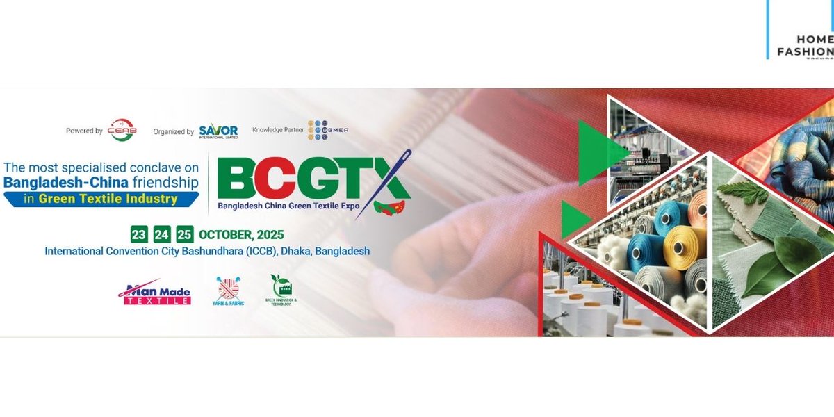 homefvc's tweet image. Textile goes green! Join BCGTX 2025 in Dhaka—where Bangladesh &amp;amp; China unite for a sustainable future in fashion and textiles. Don’t miss this opportunity to connect and collaborate!    

#BCGTX2025 #BCGTX2025 #GreenTextile #SustainableFashion #TextileInnovation #DhakaExpoy
