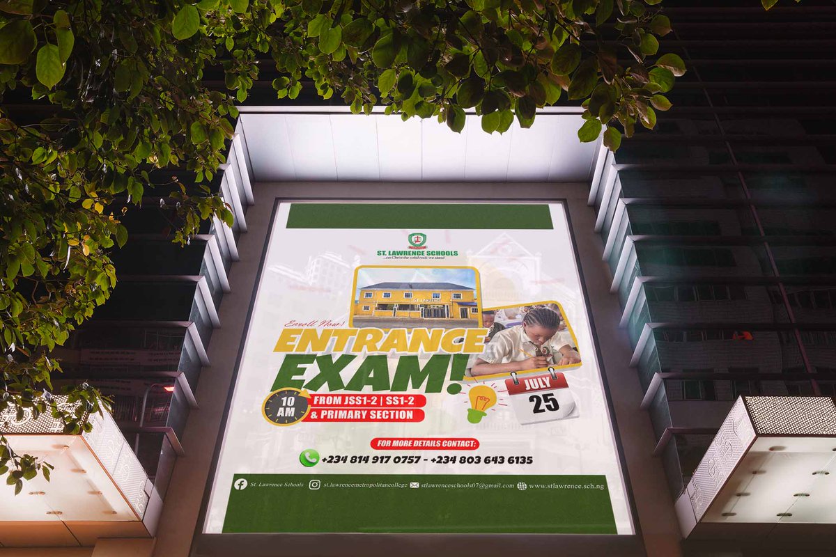 OGINNI AKOREDE DANIEL ||CLASSICDESIGNSANDARTS|| (@akdartstudioc) on Twitter photo PROJECT SPOTLIGHT:
I'm proud to share this vibrant and compelling flyer I designed for St. Lawrence Schools in Ekiti State, promoting their upcoming Entrance Examination and Summer Lessons for both the Primary and Secondary sections.
<a href="/Photoshop/">Adobe Photoshop</a> #GraphicDesigner #creativity PROJECT SPOTLIGHT:
I'm proud to share this vibrant and compelling flyer I designed for St. Lawrence Schools in Ekiti State, promoting their upcoming Entrance Examination and Summer Lessons for both the Primary and Secondary sections.
<a href="/Photoshop/">Adobe Photoshop</a> #GraphicDesigner #creativity