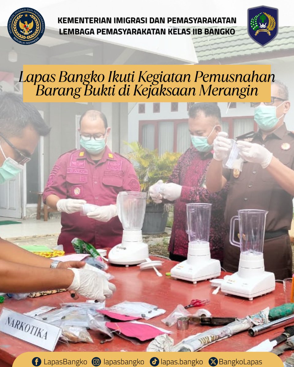 lapasbangko_'s tweet photo. Lapas Bangko Ikut Serta dalam Kegiatan Pemusnahan Barang Bukti 3,2 Kilogram Ganja, 109 Gram Sabu-sabu.

#KemenimipasRI
#Guardanguide
#Infoimipas
#Pemasyarakatan
#KanwilDitjenpasJambi
#Hidayat
#Heri https://t.co/1TDeLMh1M8