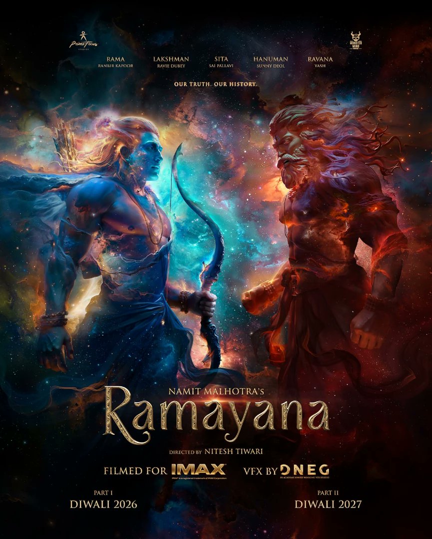 INOX Movies (@inoxmovies) on Twitter photo Witness the IMMORTAL story of Rama vs. Ravana 🏹
Ramayana.
Our Truth. Our History.
Filmed for IMAX.
From INDIA for a BETTER World.
#Ramayana #RamayanaByNamitMalhotra
<a href="/namitmalhotra/">Namit Malhotra</a> <a href="/niteshtiwari22/">Nitesh Tiwari</a> <a href="/TheNameIsYash/">Yash</a> #RanbirKapoor <a href="/iamsunnydeol/">Sunny Deol</a> <a href="/RaviDubey2312/">Ravi Dubey</a> <a href="/HansZimmer/">Hans Zimmer</a> Witness the IMMORTAL story of Rama vs. Ravana 🏹
Ramayana.
Our Truth. Our History.
Filmed for IMAX.
From INDIA for a BETTER World.
#Ramayana #RamayanaByNamitMalhotra
<a href="/namitmalhotra/">Namit Malhotra</a> <a href="/niteshtiwari22/">Nitesh Tiwari</a> <a href="/TheNameIsYash/">Yash</a> #RanbirKapoor <a href="/iamsunnydeol/">Sunny Deol</a> <a href="/RaviDubey2312/">Ravi Dubey</a> <a href="/HansZimmer/">Hans Zimmer</a>