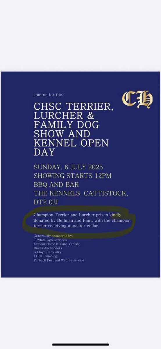 The Cattistock Hunt openly showing their involvement in terrier work by offering a locator collar as a prize, which is used to pinpoint where the terrier is underground with the fox so they can dig down to them.