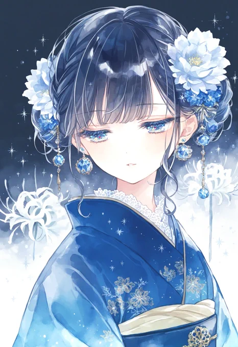 群青に溶けた花片