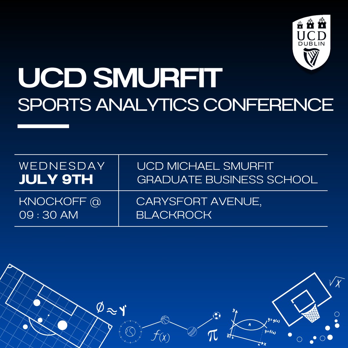 Just a few days left to register, don't miss out !! 

Register here: sites.google.com/view/ucd-ssac/… 

#SportsAnalytics #UCD #UCDSSAC #Dublin #Sports #Data #AI #Stats