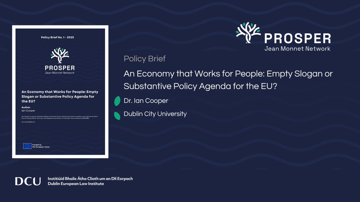 What does it mean for the EU to build “an Economy that Works for People”? Ian Cooper explores whether this phrase is more than just a slogan and argues it offers a coherent framework for EU economic policy. Check out the first PROSPER policy brief here:
zenodo.org/records/157850…