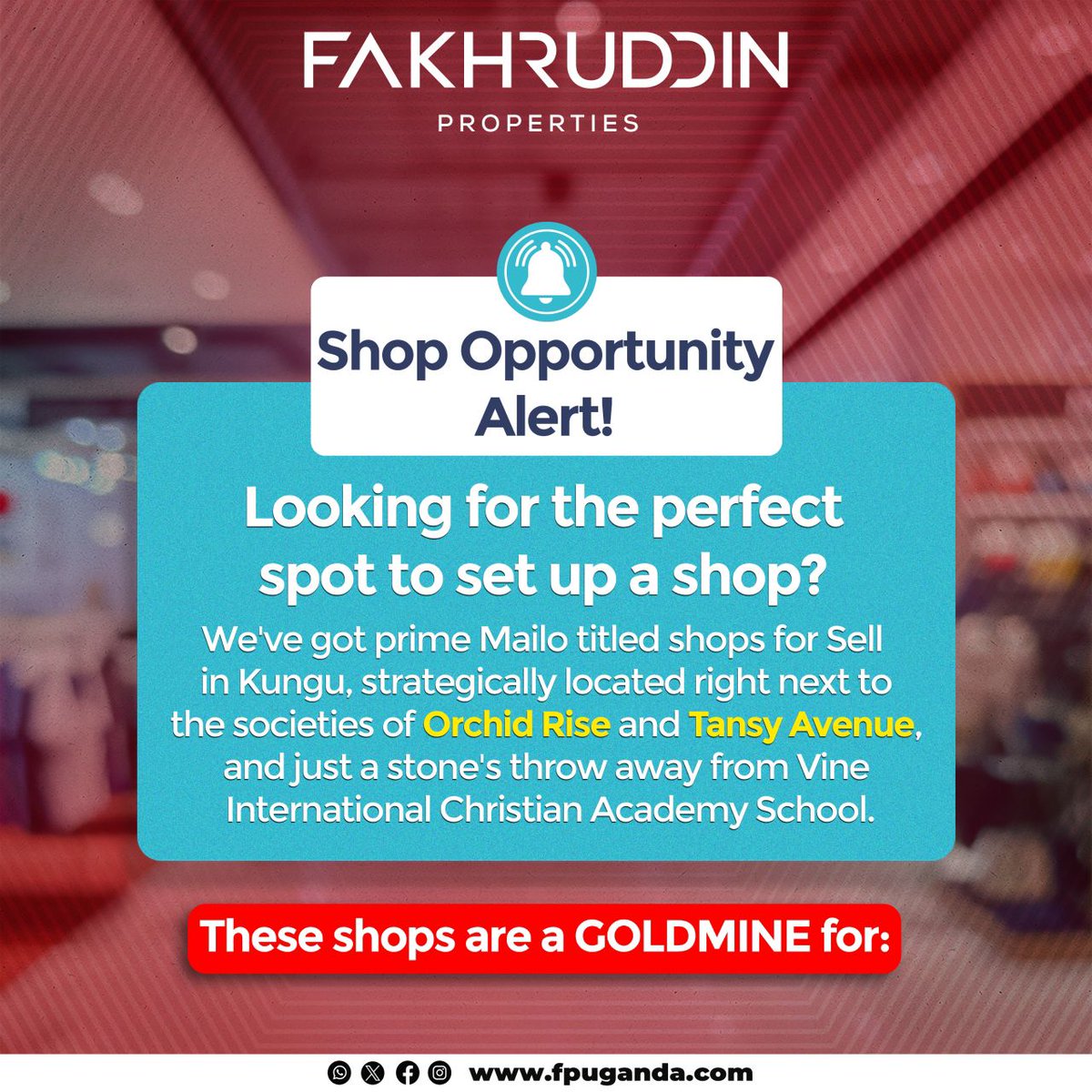 fpuganda's tweet image. *PRIME SHOPS TO LET*
Hurry while they are still available,  oh yes ! #OrchidRise and #TansyAvenue society area in 📍Kungu has amazing business spaces that you could harness. Contact us before they run out. 
Call Suzie today: *0703835626*
#ShopsToLet #ShopsForRent