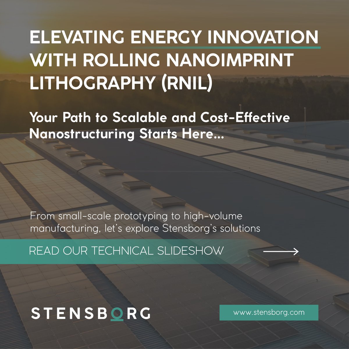POWERING THE FUTURE OF #RENEWABLEENERGY STARTS AT THE NANOSCALE

Stensborg’s #RNIL enables fast, precise, and scalable production of #Nanostructures for solar cells, #Photovoltaics, #FlatOptics, and improved energy storage.

READ OUR SLIDESHOW: bit.ly/4lCa6o3