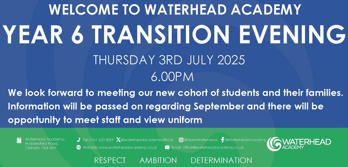 Parents and carers of Year 6 into 7 we look forward to meeting you all at 6pm tonight.
#Transition #OurCommunity