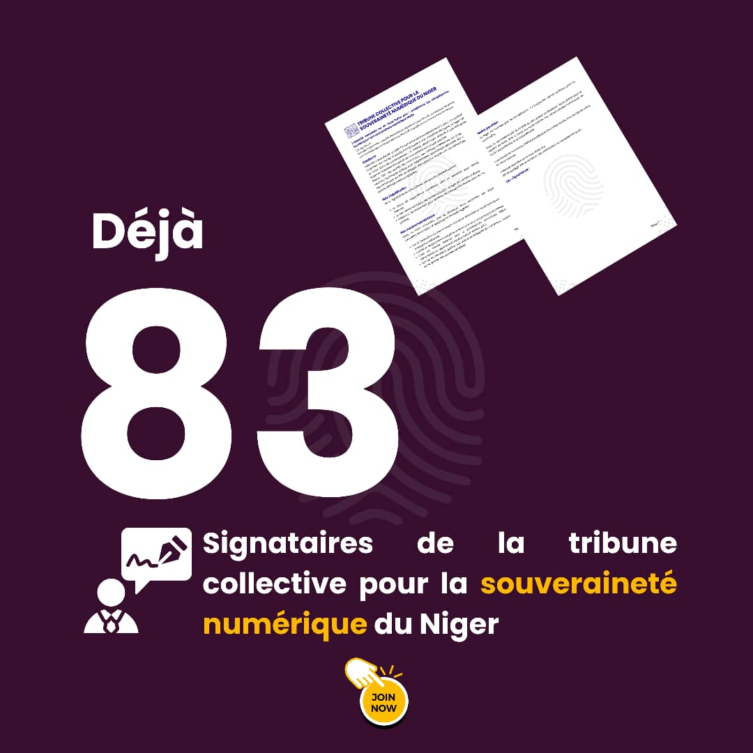 🇳🇪 83 citoyen.ne.s, expert.e.s et professionnel.le.s ont déjà signé la tribune collective pour défendre la souveraineté numérique. 

📣 Et vous ?  

📄 Lire la tribune : drive.google.com/file/d/1lo9xtm… 

🖊️ Co-signer ici : ee.kobotoolbox.org/x/Rqbhvhsb

#SouverainetéNumérique