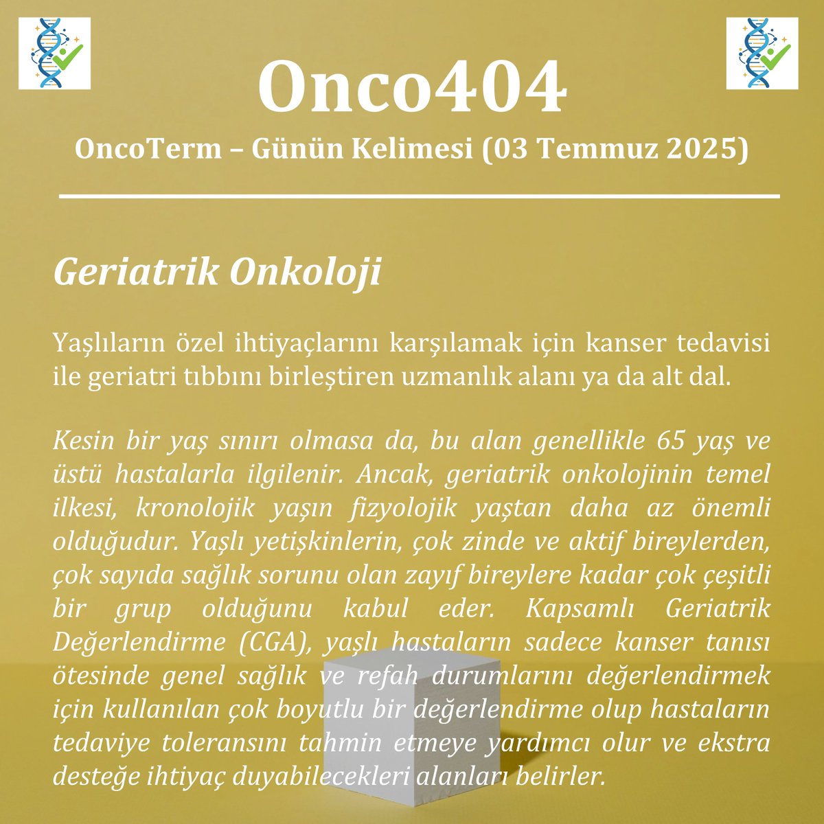 📌 OncoTerm - Word of the Day! 👋 OncoTerm - Günün Kelimesi! 📌

Join us as we break down key terms to empower ourselves with knowledge in the fight against cancer.

#Onco404 #Cancer #Kanser #Oncology #GeriatricOncology #Oncogeriatrics #CancerCare #MedX #MedTwitter #Vocabulary