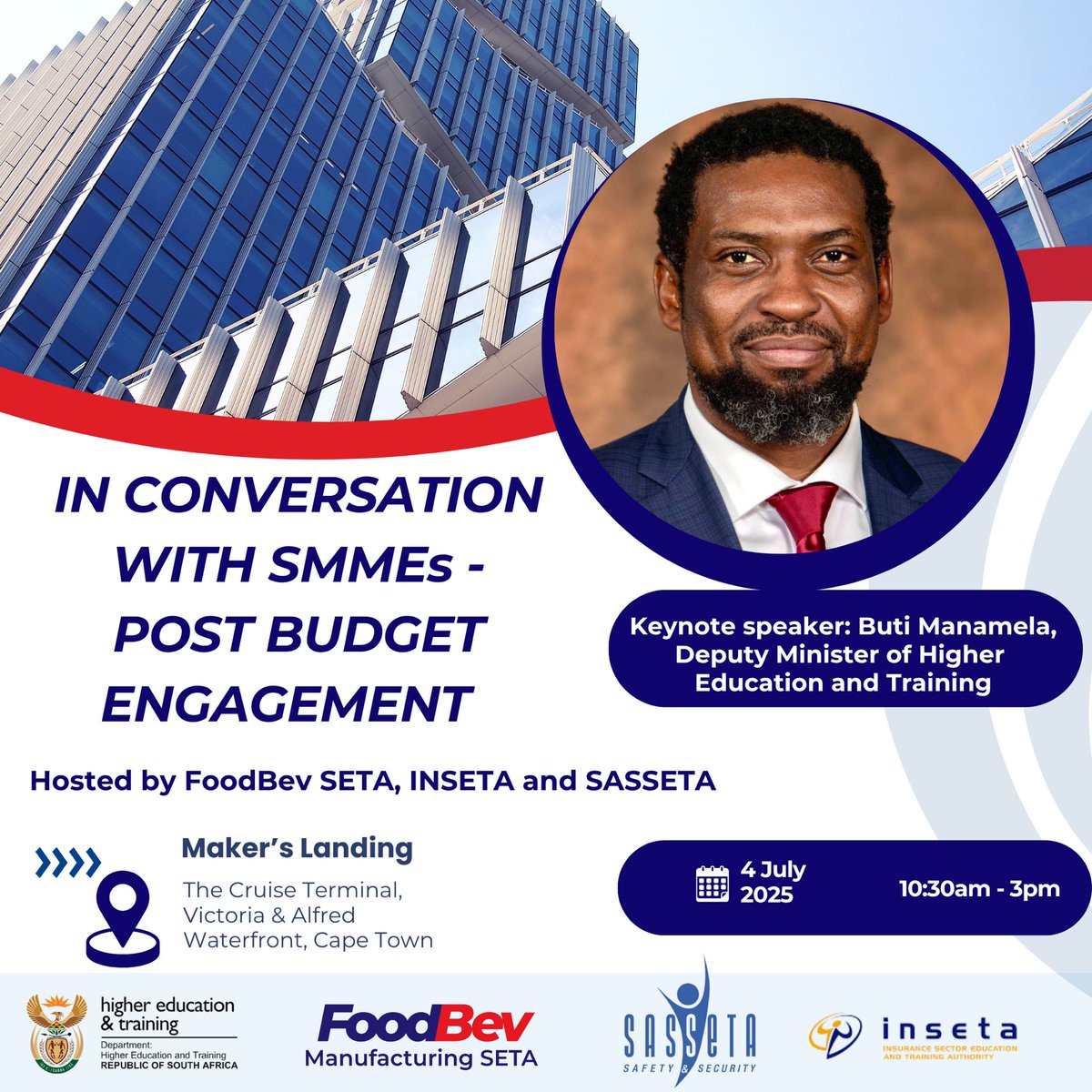 📢 FoodBev SETA, in collaboration with INSETA and SASSETA, is excited to host a focused conversation dedicated to unpacking the budget, sharing insights, exploring new opportunities, and driving the growth of SMMEs. 🌟

We are honored to have the Honorable Deputy Minister Buti