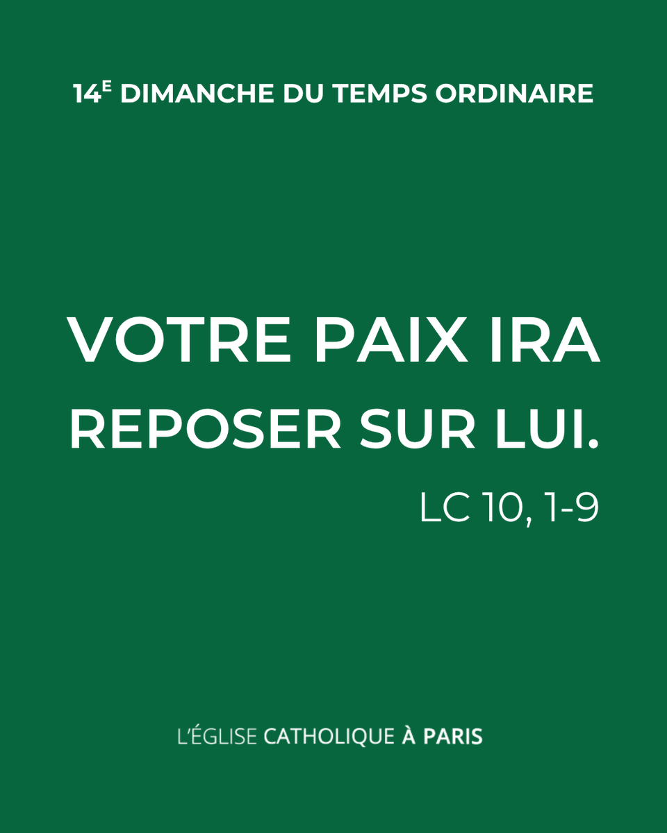 📖 En ce 14e dimanche du temps ordinaire, nous lisons un extrait de l'Évangile de Luc où Jésus appelle encore 72 disciples et les envoie en mission.

"Que le Seigneur nous permette d’être en paix avec cet appel à l’esprit de l’Évangile et à l’annonce de l’Évangile. Que le