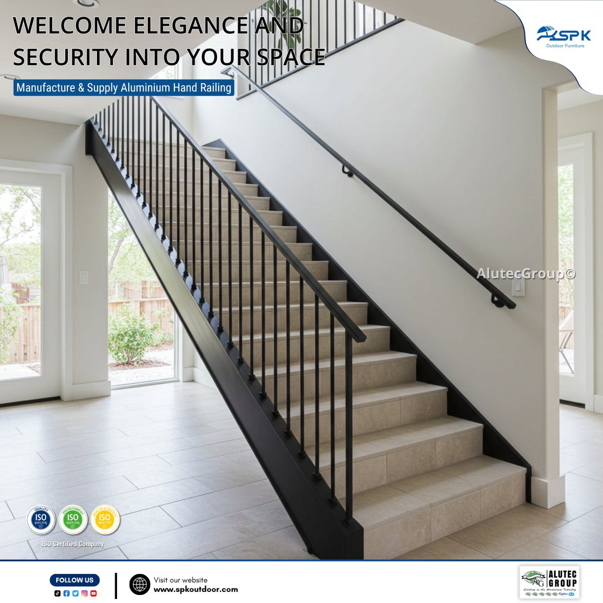 AlutecGroup's tweet image. Do you want both style and stability for your stairs or balcony? SPK Outdoor Furniture&apos;s Aluminium Handrails Welcome elegance and security into your space. A smart choice! 📱 Call 076 138 7452 or visit spkoutdoor.com to upgrade today! 🇱🇰 #alutecgroup #aluminumhandrails