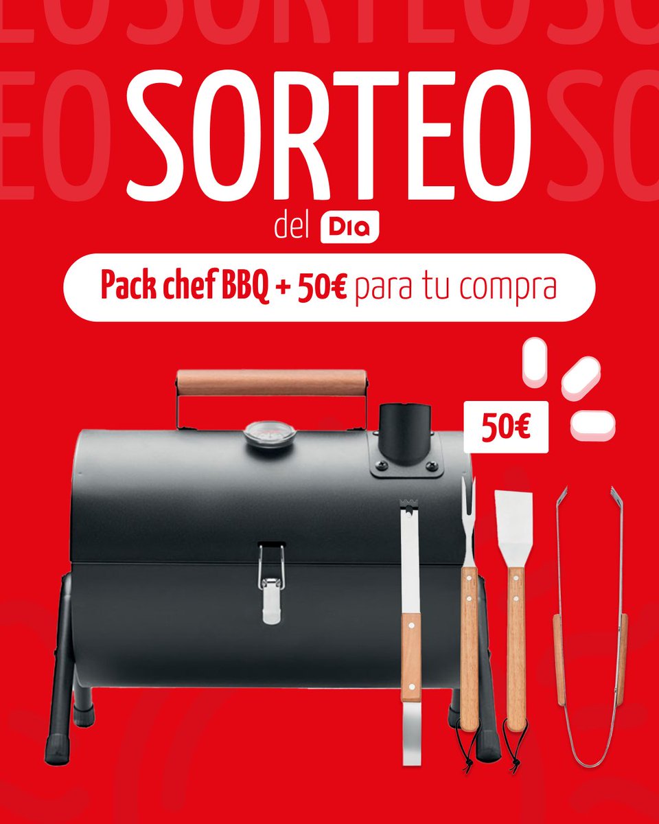 🔥 Sorteo del Dia 🔥

¿Tú también soñabas con una BBQ al aire libre? ¡Deja de soñar y participa en nuestro sorteo para llevarte una + un cupón de 50€ para tus compras en Dia!

¿Cómo participar?
• ¡Síguenos!
• Menciona a un amigo
• Like y RT

👉 Tienes hasta el 8 de julio