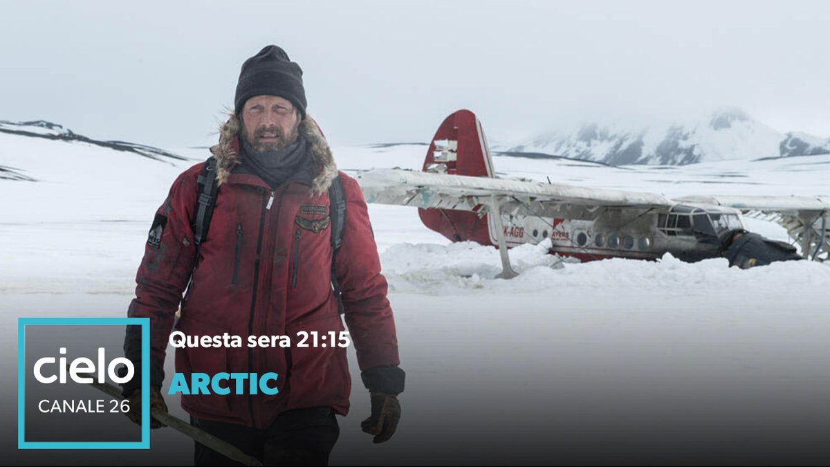 In “Arctic”, in onda questa sera su Cielo alle 21:15, Mads Mikkelsen interpreta un uomo disperso nell’Artico in attesa di soccorsi 🧊