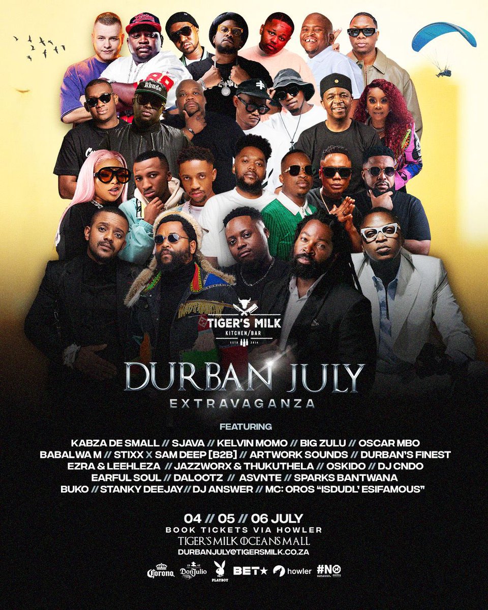 OceansMallSA's tweet image. The Durban July Weekend is HERE & Tigers Milk at Oceans Mall is the place to be!🐎🔥
Get ready for epic live performances from SA’s finest artists!
Book tickets now! 🔗👇🏾
howler.co.za/events/the-dur…
#DurbanJuly #TigersMilk #OceansMall #HollywoodbetsDurbanJuly #Umhlanga