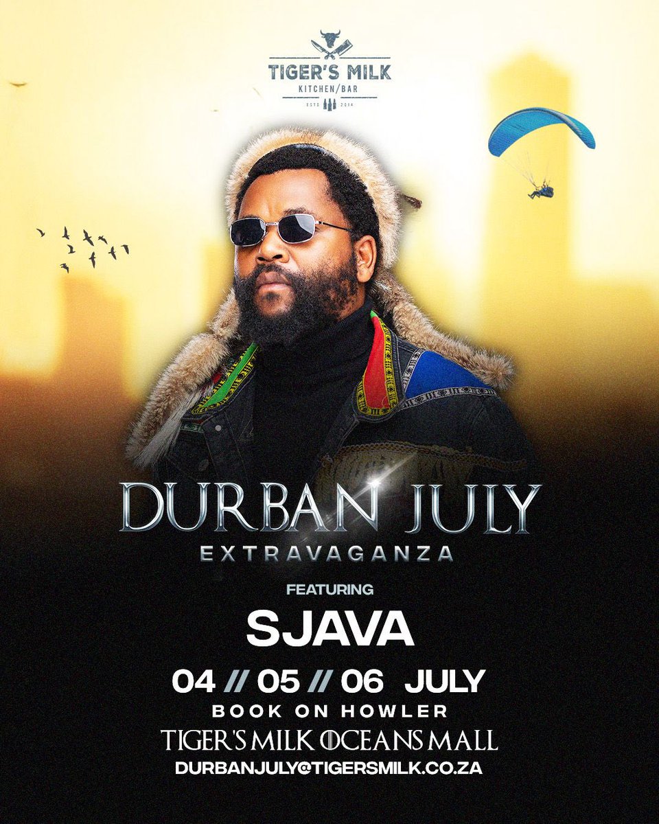 OceansMallSA's tweet image. The Durban July Weekend is HERE & Tigers Milk at Oceans Mall is the place to be!🐎🔥
Get ready for epic live performances from SA’s finest artists!
Book tickets now! 🔗👇🏾
howler.co.za/events/the-dur…
#DurbanJuly #TigersMilk #OceansMall #HollywoodbetsDurbanJuly #Umhlanga