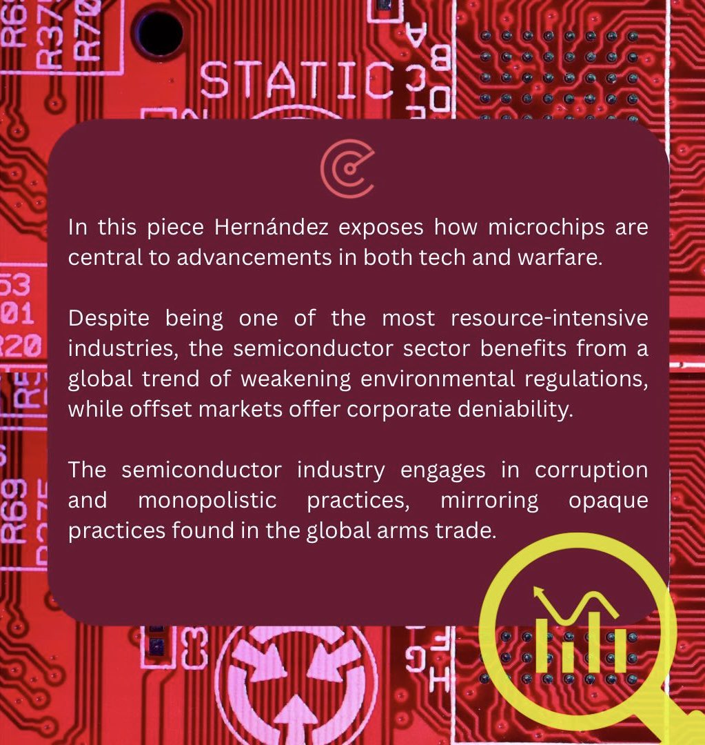 ArmsTradeCT's tweet image. NEW BLOG 🚨 | Major microchip and tech companies replicate corruption patterns that can also be found on the arms trade, such as; monopolistic activity, inflated pricing, illicit kickbacks, and personal profiteering amongst others.
🔍CATC: H it here: corruption-tracker.org/blog/the-geopo…