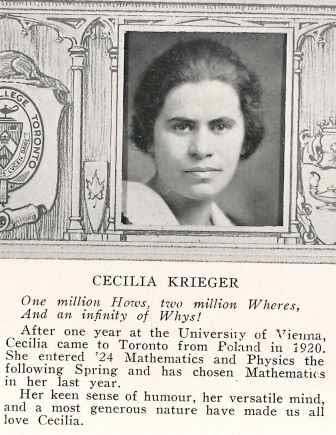 <a href="/lunduniversity/">Lund University</a> <a href="/SwedenNato/">Sweden at NATO</a> <a href="/Sweden/">Sweden</a> <a href="/SwedenGeneva/">Sweden in Geneva</a> <a href="/SweMFA/">Swedish Ministry for Foreign Affairs</a> <a href="/amermathsoc/">American Mathematical Society</a> In 1930, Cecilia Kreiger became the first woman (and third person) to earn a PhD in mathematics from a university in Canada, as well as the third woman to have been awarded a doctorate in any discipline in Canada. The Krieger–Nelson Prize is named in her honour.