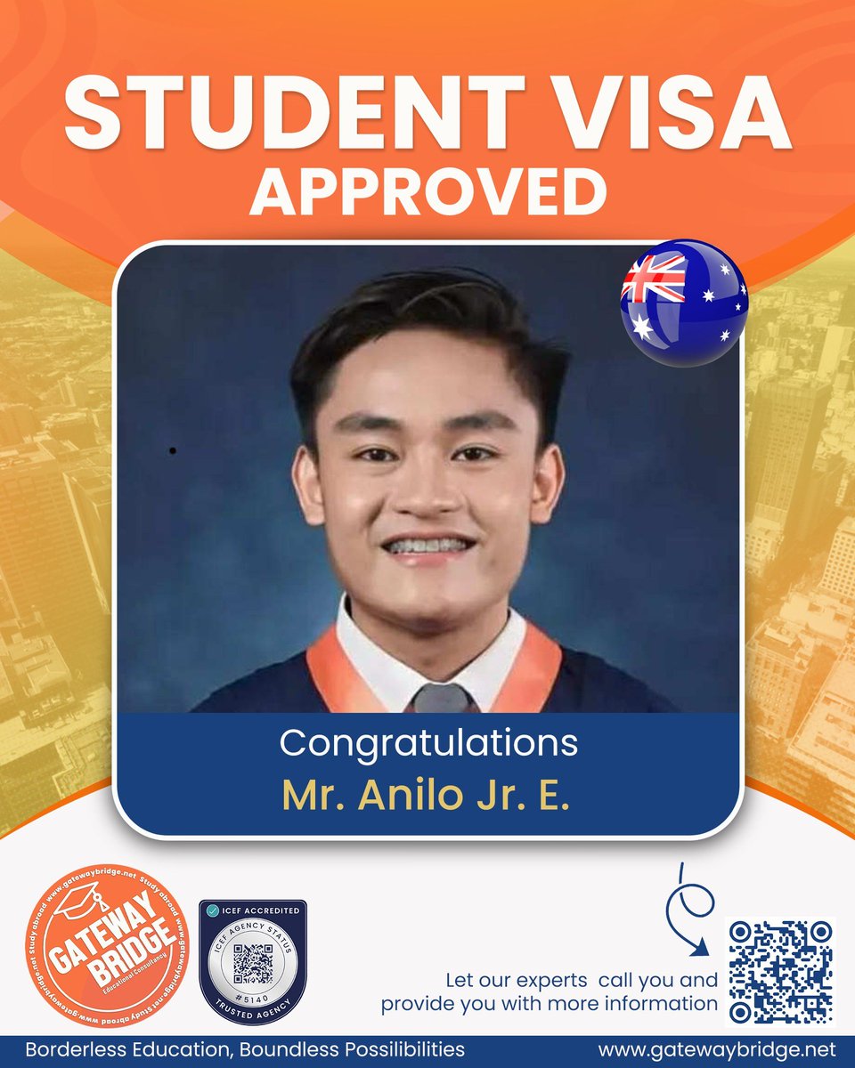gatewaybridge's tweet image. Another Student Visa Approved! 🇦🇺 

Say hello to our newest grantee heading to Australia! 

📞 Book your consultation: gatewaybridge.net/contactus

#GatewayBridge #StudentVisaApproved