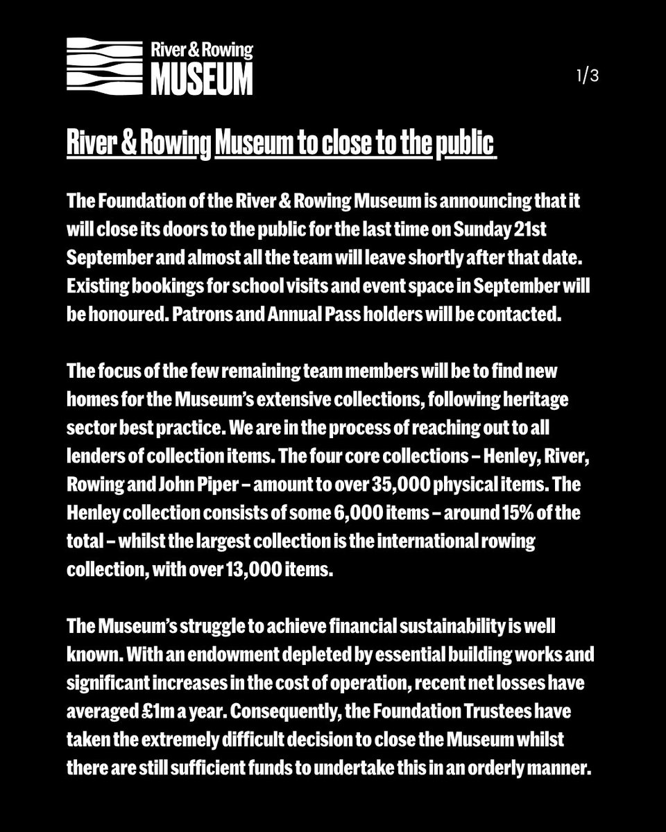 river_rowing's tweet image. We are very sad to announce that we will be closing to the public on Sunday 21st September.